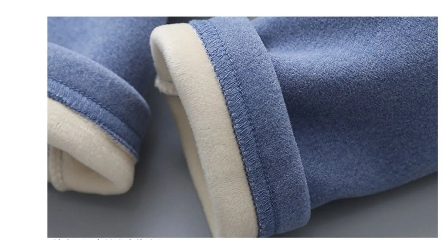 Children's Fleece Lined Thermal Underwear Set Boys Girls Stripe Design Thickened Unisex Autumn Thermal Pajamas 4-6 Years
