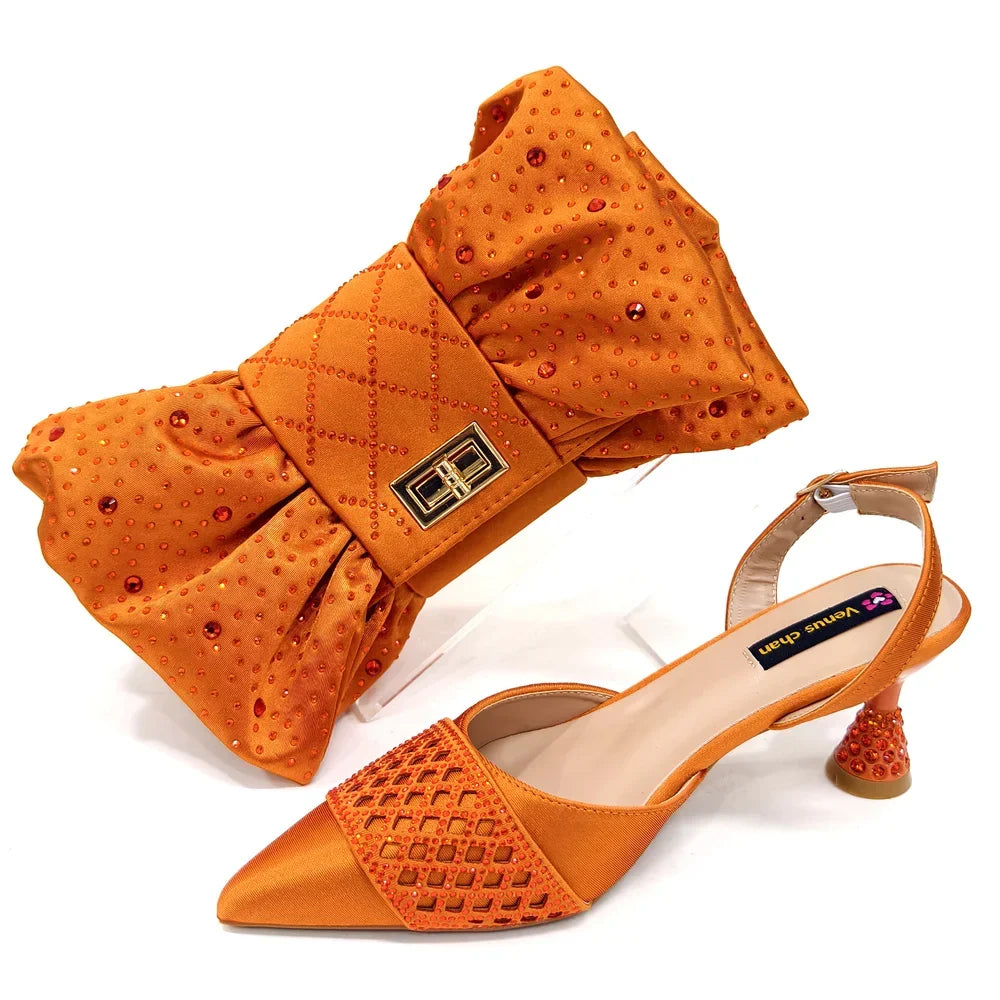 Diamond Butterfly Slingback Heels & Bag Matching Set — 10 Colours | EU 37–43