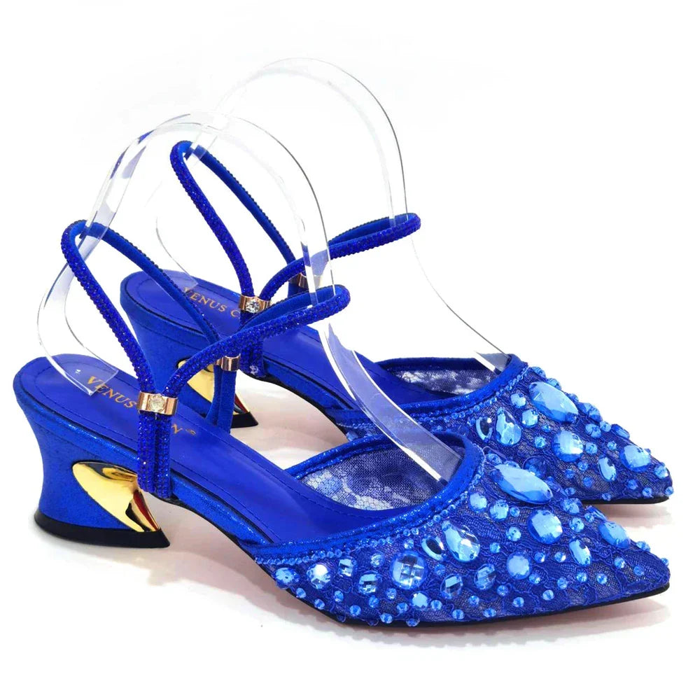 3D Bling Pointed Toe Slingback Heels — Shoes Only or With Matching Bag | 7 Colours | EU 37–42