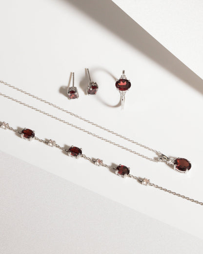 Essential Garnet Jewellery Set in Sterling Silver