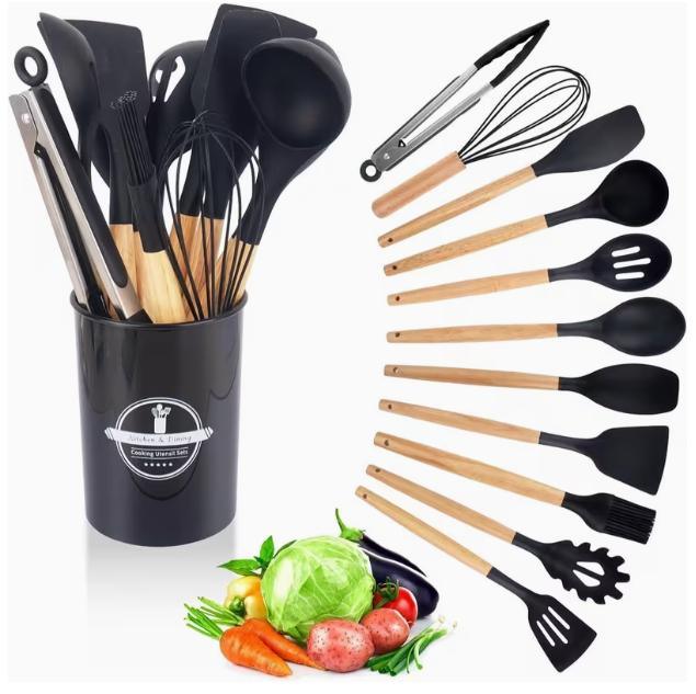 Upgrade your kitchen with our 12-piece Silicone Cooking Utensils Set!