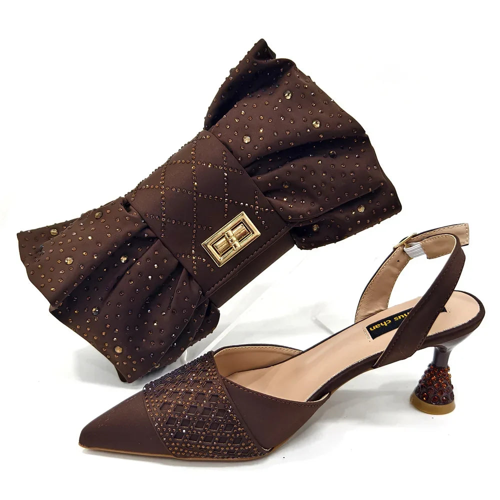 Diamond Butterfly Slingback Heels & Bag Matching Set — 10 Colours | EU 37–43