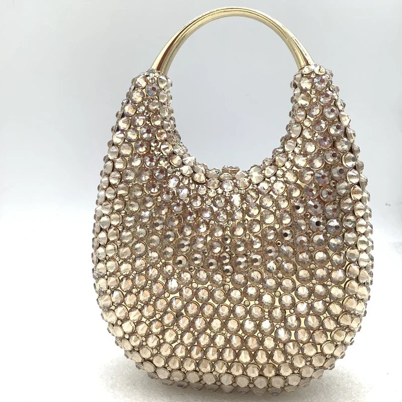 Women's Crystal Diamonds Chain Evening Clutch Bag