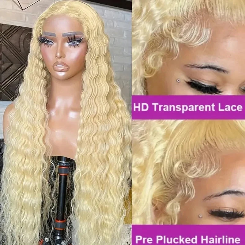 Human Hair Deep Wave 13x6 Hd Lace Frontal 250 Density Brazilian Pre Plucked Curly Wigs