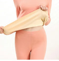 Thickened Woolen Silk Thermal Underwear Set for Women Mid-Neck Fleece Lined Double-Sided Velvet Couple Base Layer Clothes