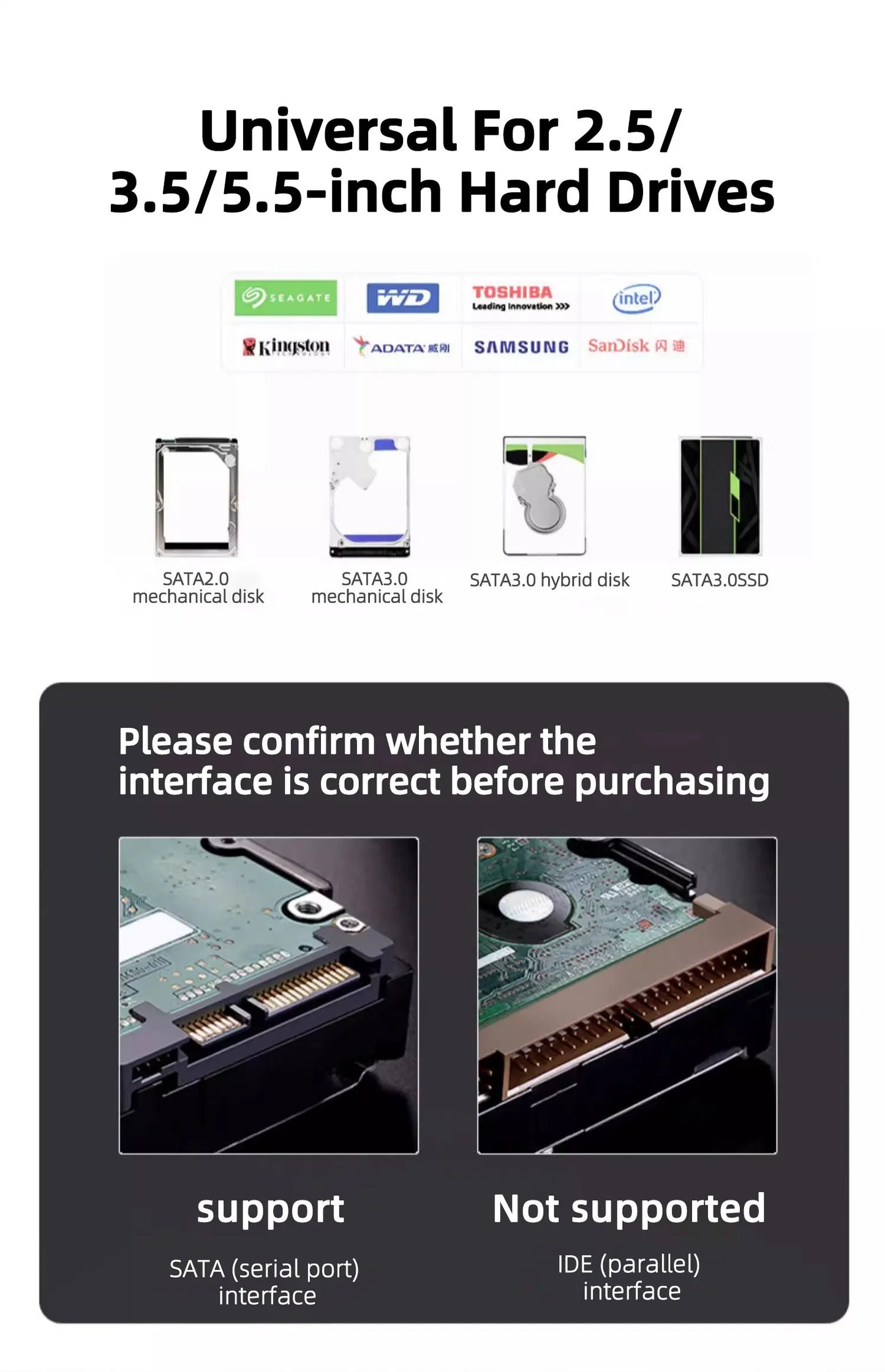 Coolcirc SATA to USB 3.0 Cable Up to 6 Gbps for 2.5 Inch External HDD SSD Hard Drive SATA Adapter USB 3.0 to Sata III Cord