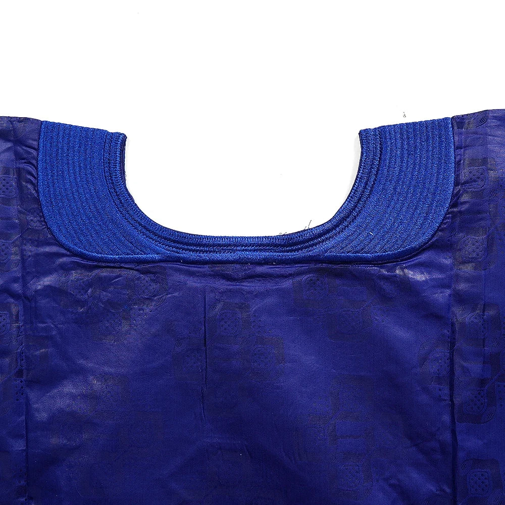 Men's African Traditional 3PCS Outfit  Blue Bazin Riche Agbada Embroidered Robe