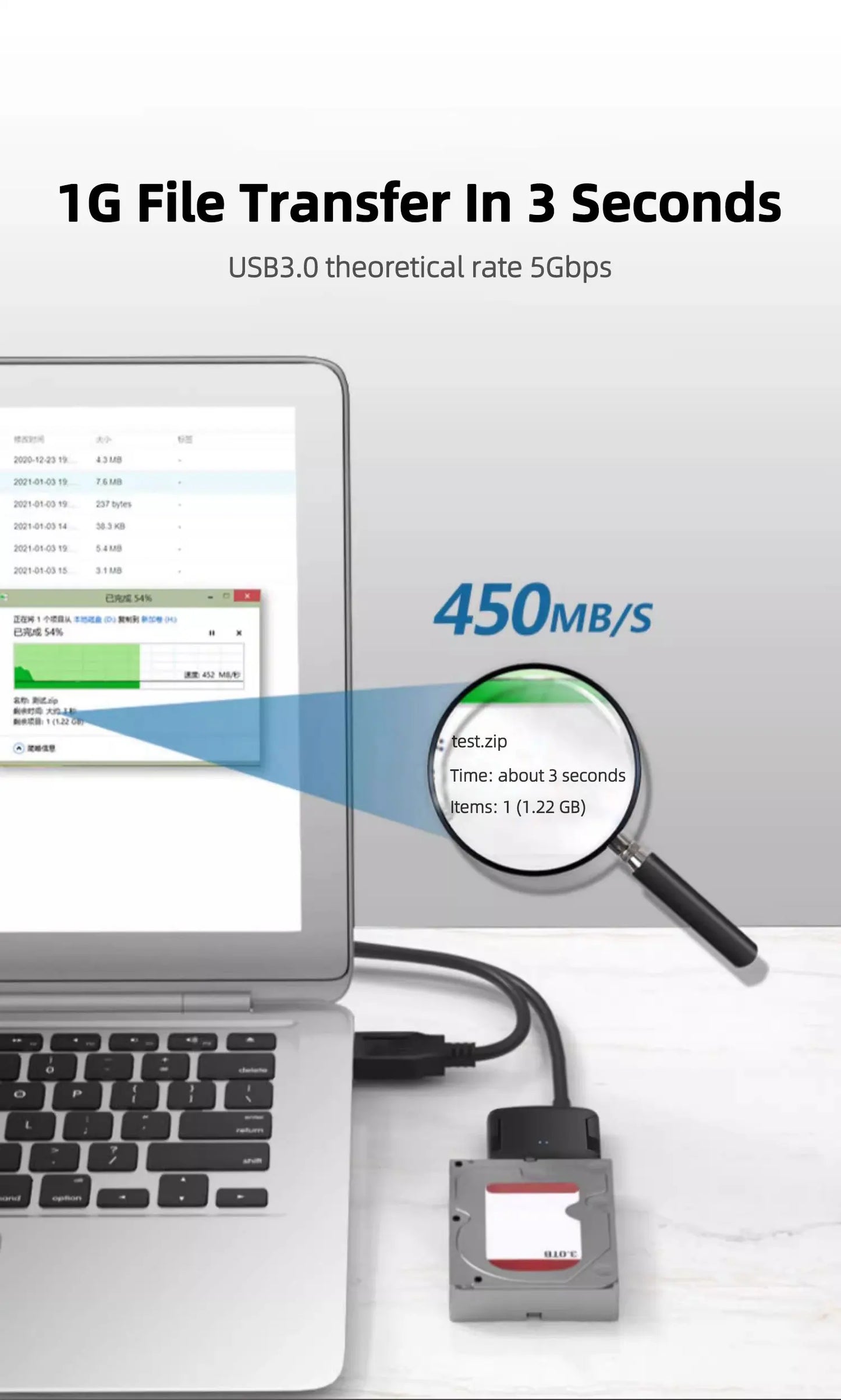 Coolcirc SATA to USB 3.0 Cable Up to 6 Gbps for 2.5 Inch External HDD SSD Hard Drive SATA Adapter USB 3.0 to Sata III Cord