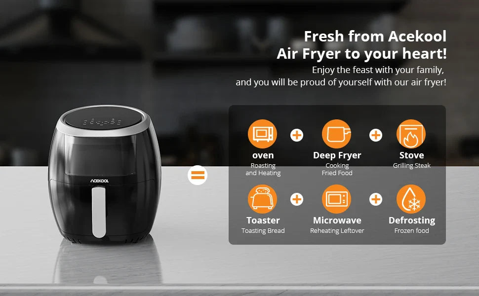 Air Fryer Oven Digital Large 7.7L Rapid Air Circulation,Air Fryers With Touch Screen Viewable Window Dishwasher Safe Accessories