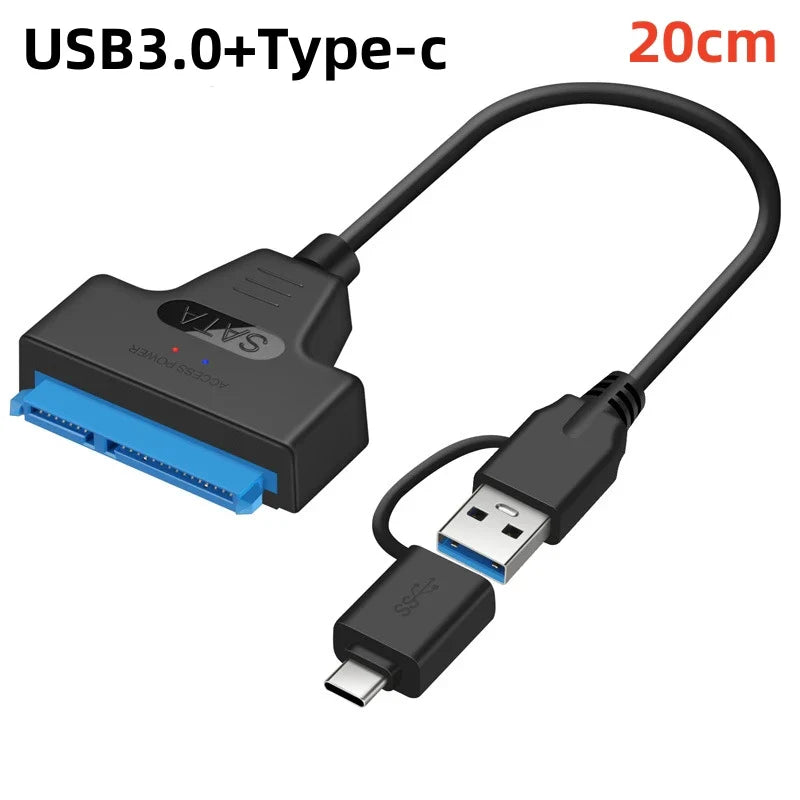 SATA to USB 3.0/2.0/Type-C Adapter Sata Cable Up To 6 Gbps Support 2.5 Inch External HDD SSD Hard Drive 22 Pin Sata III Cable
