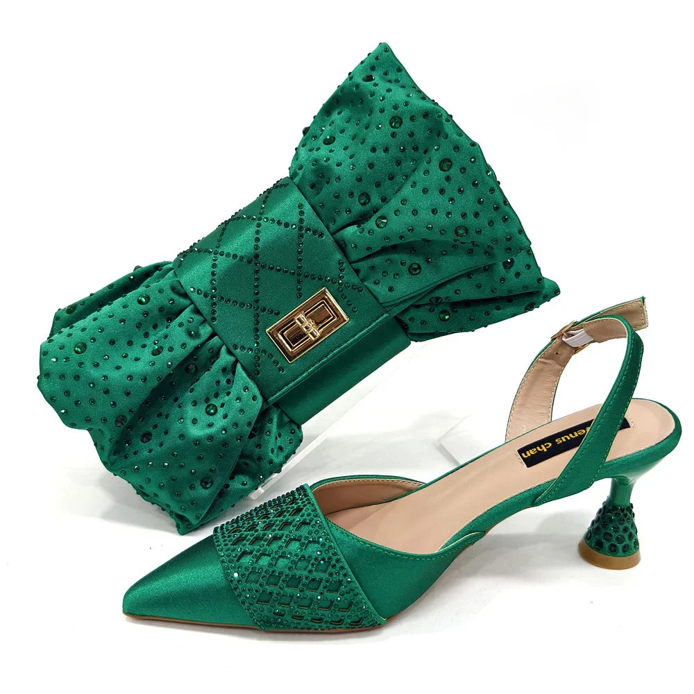 Diamond Butterfly Slingback Heels & Bag Matching Set — 10 Colours | EU 37–43