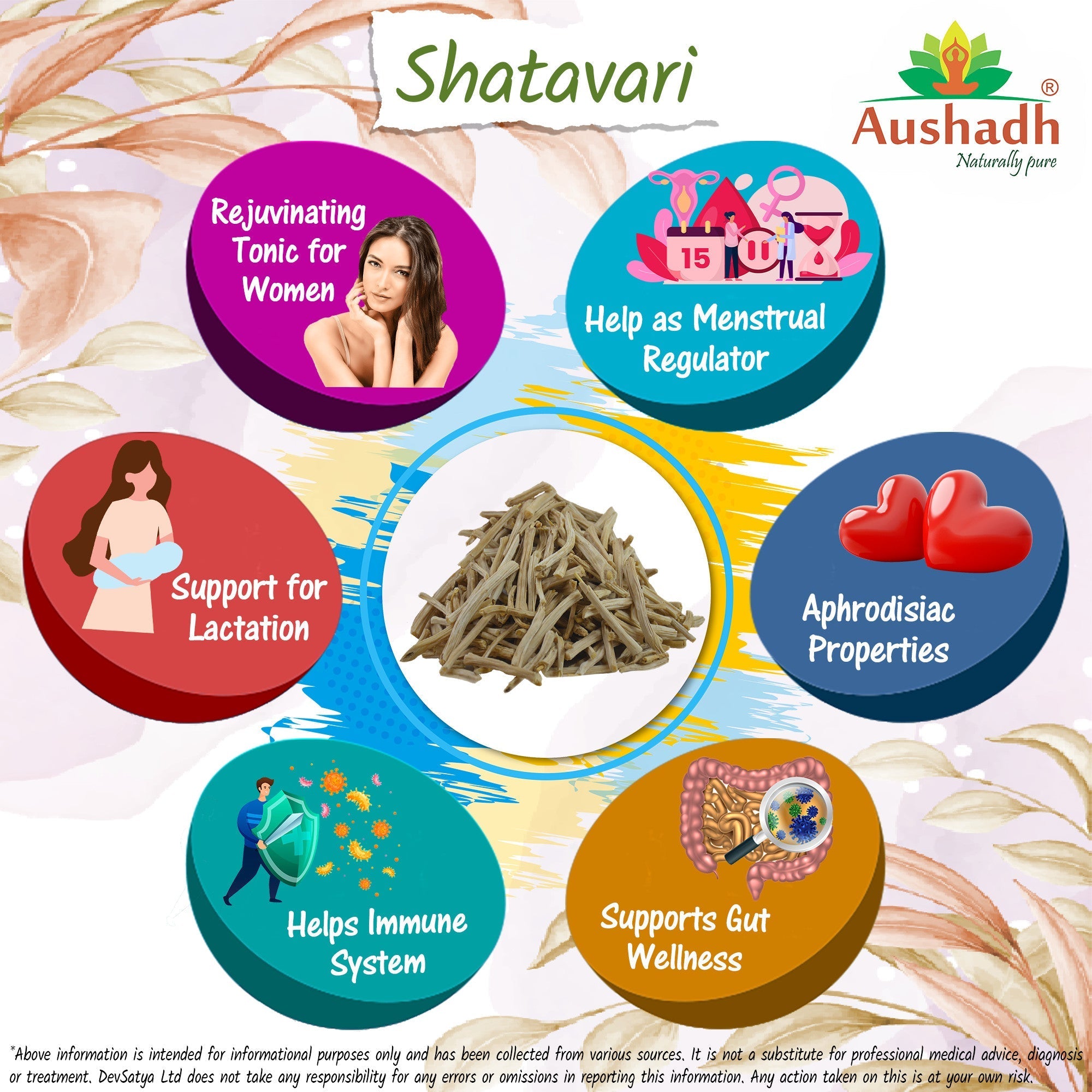 Aushadh Shatavari Capsules (Wild Asparagus) Women’s Wellness Support - Vegan, Gluten Free, Non-GMO, 60 Capsules
