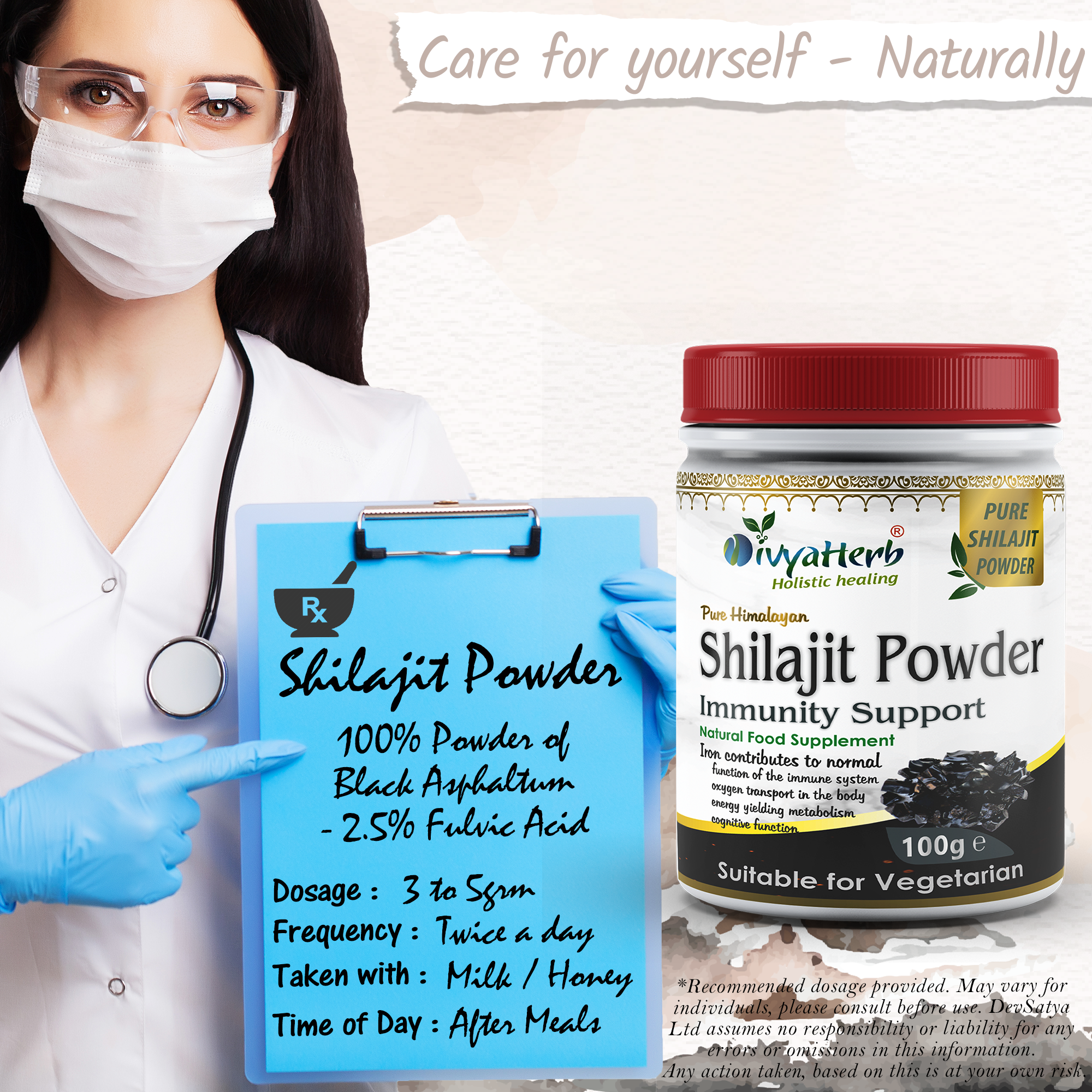 DivyaHerb Shilajit Powder 100 gram - Daily Vitality Support