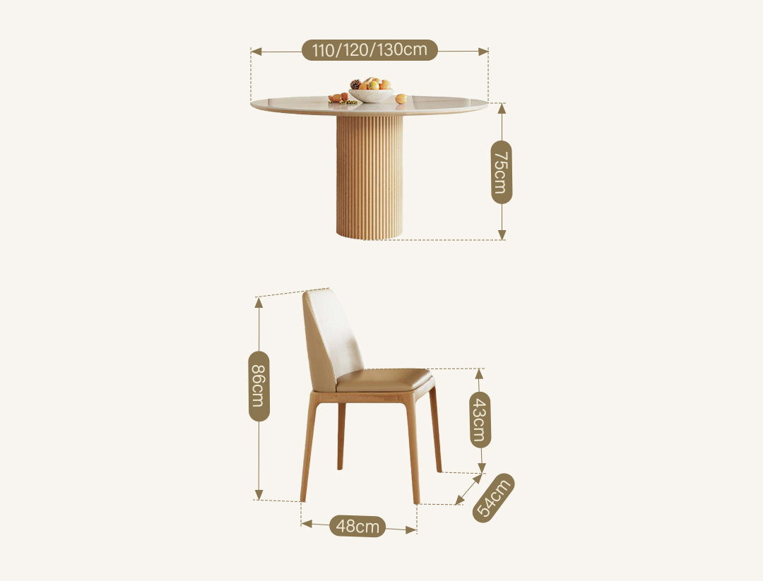 Sienna Round Dining Table, Premium Terrazzo And Wood Base