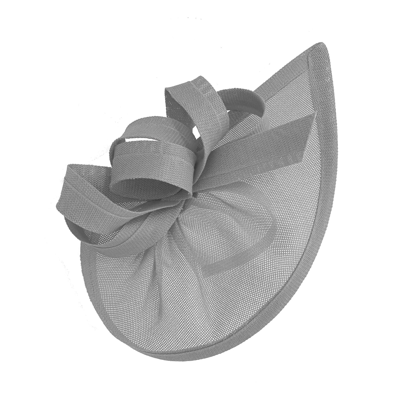 Caprilite Vegan Moon Hoop Fascinator Hat on Headband Wedding Ascot Races Bespoke Sinamay Disc - Silver / Light Grey