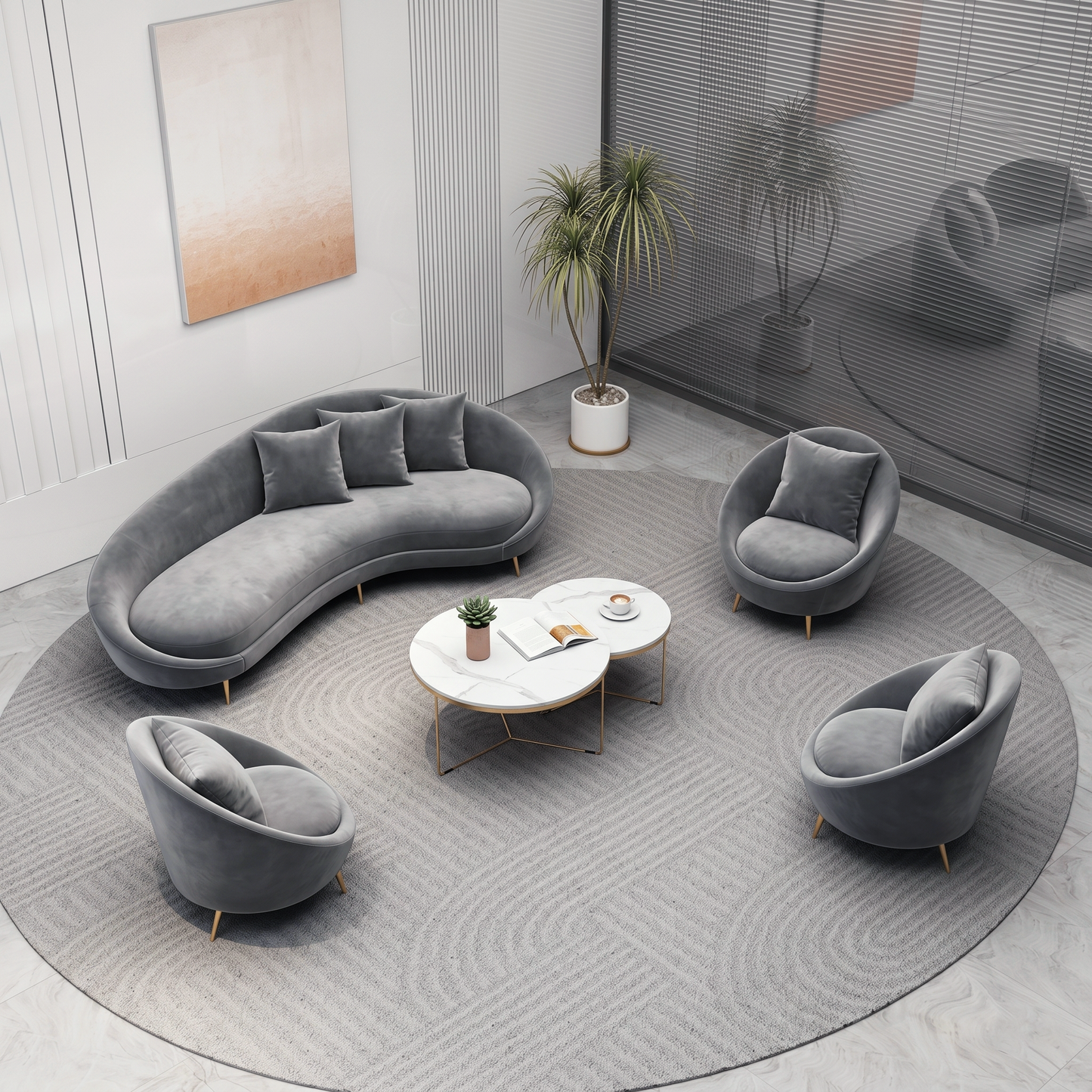 Slender Modern Armchair, Velvet