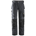 Snickers 3313 Craftsmen Trousers, Rip-Stop Steel Grey/Black Waist 33"- Leg 37"- Snickers Size: 248