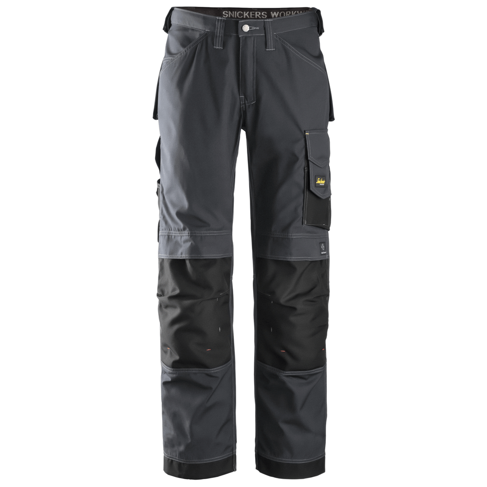 Snickers 3313 Craftsmen Trousers, Rip-Stop Steel Grey/Black Waist 33"- Leg 37"- Snickers Size: 248