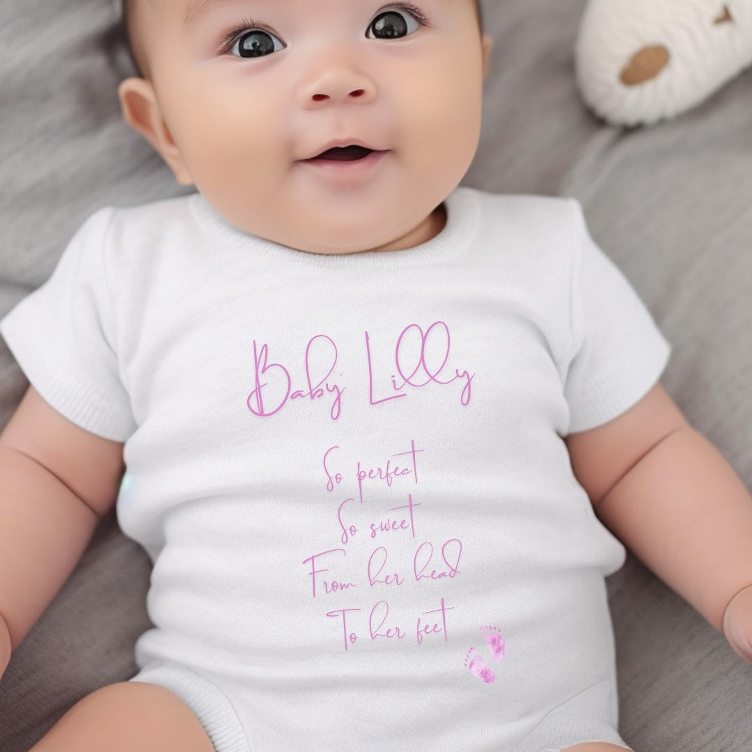 Personalised So Perfect So Sweet Baby Gift Hamper - Teddy & Vest