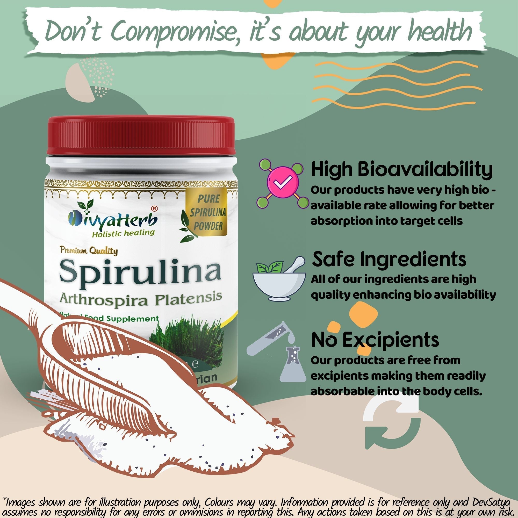 DivyaHerb Spirulina Powder 100 gram - Daily Vitality Support