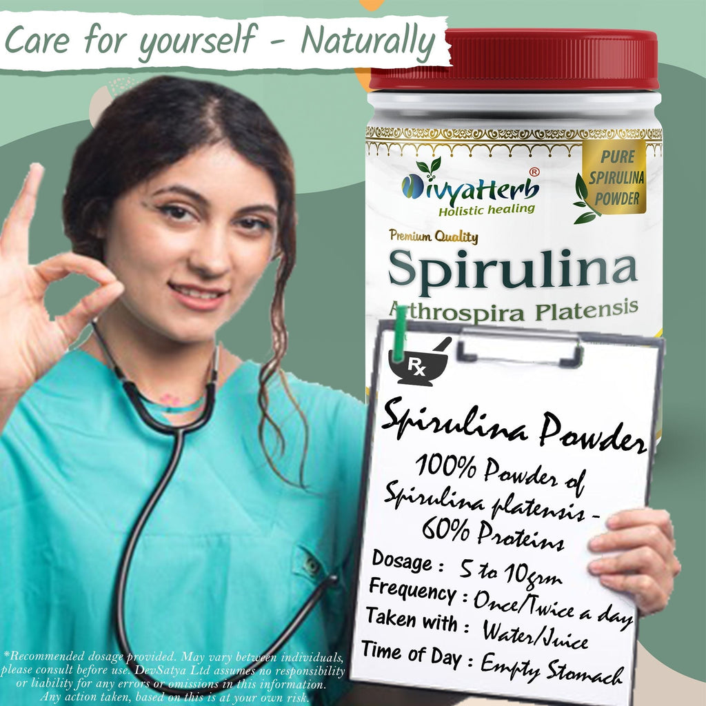 DivyaHerb Spirulina Powder 100 gram - Daily Vitality Support