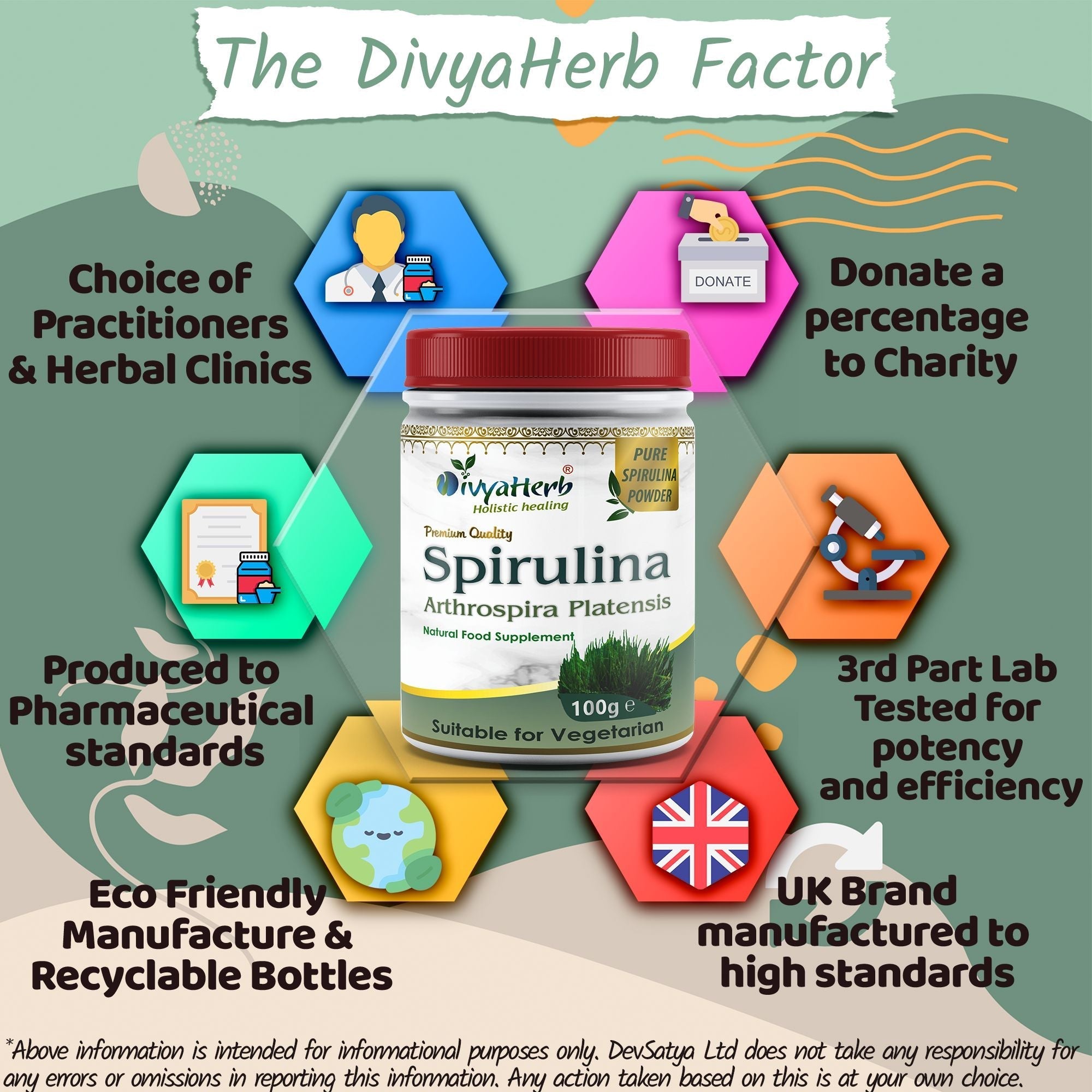 DivyaHerb Spirulina Powder 100 gram - Daily Vitality Support
