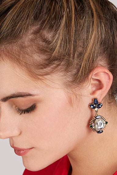 Stephanie Navy Jewel Drop Earrings