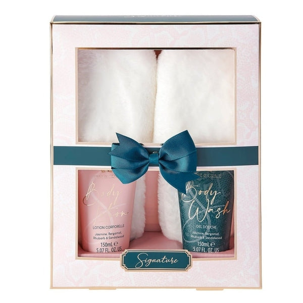 Style & Grace Signature Fluffy Slipper Gift Set 150ml Body Wash + 150ml Body Lotion + Slippers