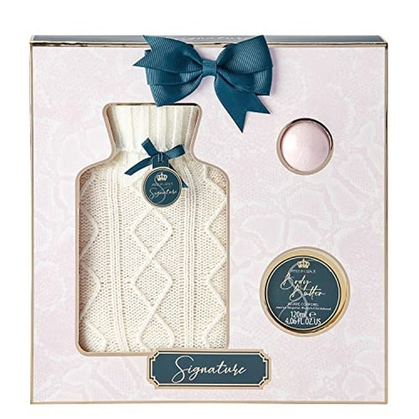 Style & Grace Signature Hot Water Bottle Home Comfort Bath Gift Set - 3 Pieces (This bath set contains:

1 x 120ml Body Butter
1 x 50g Bath Fizzer
1 x Hot Water Bottle & Cover)