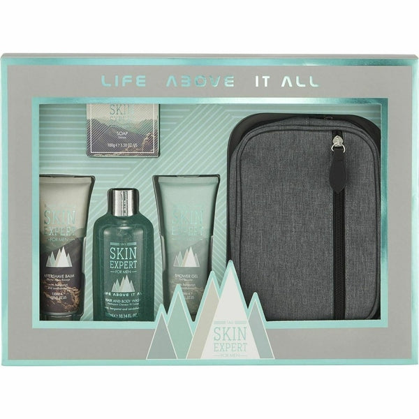 Style & Grace Skin Expert Essential Travel Collection Gift Set 5 Pieces (1 x 300ml Hair & Body Wash
1 x 150g Soap
1 x 130ml Aftershave Balm
1 x 130ml Shower Gel 
1 x Toiletry Bag)