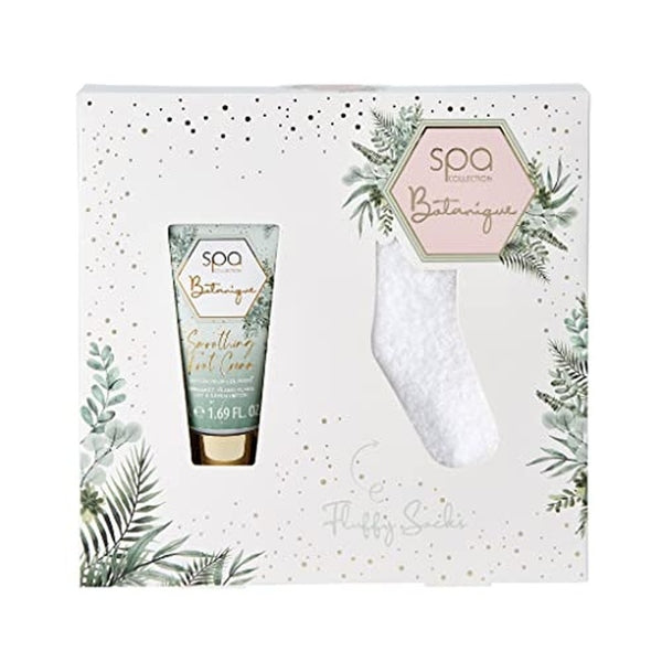 Style & Grace Spa Botanique Fluffy Sock Gift Set Eco Packaging 50ml Foot Cream + 1 Pair Fluffy Socks