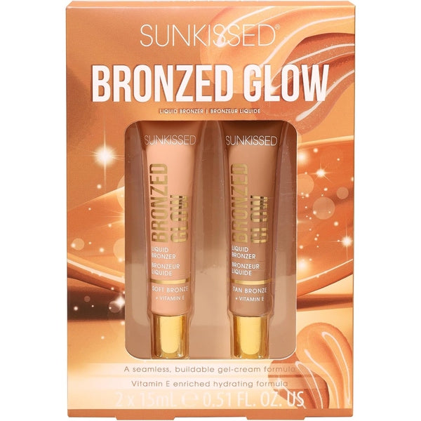 Sunkissed Bronzed Glow Duo Gift Set 15ml Liquid Tan Bronzer + 15ml Liquid Soft Bronzer