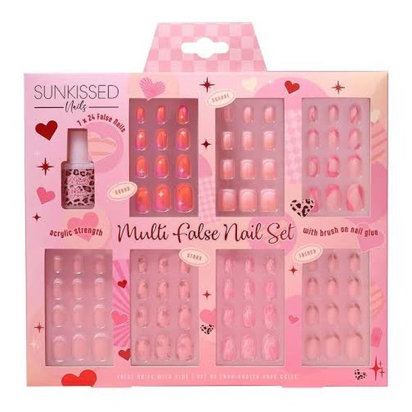 Sunkissed Multi False Nail Gift Set 7 x 24 Nails with Glue
