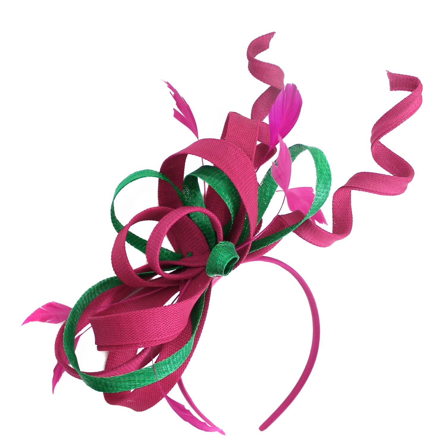 Swirl Fascinator Fuchsia and Green on Headband