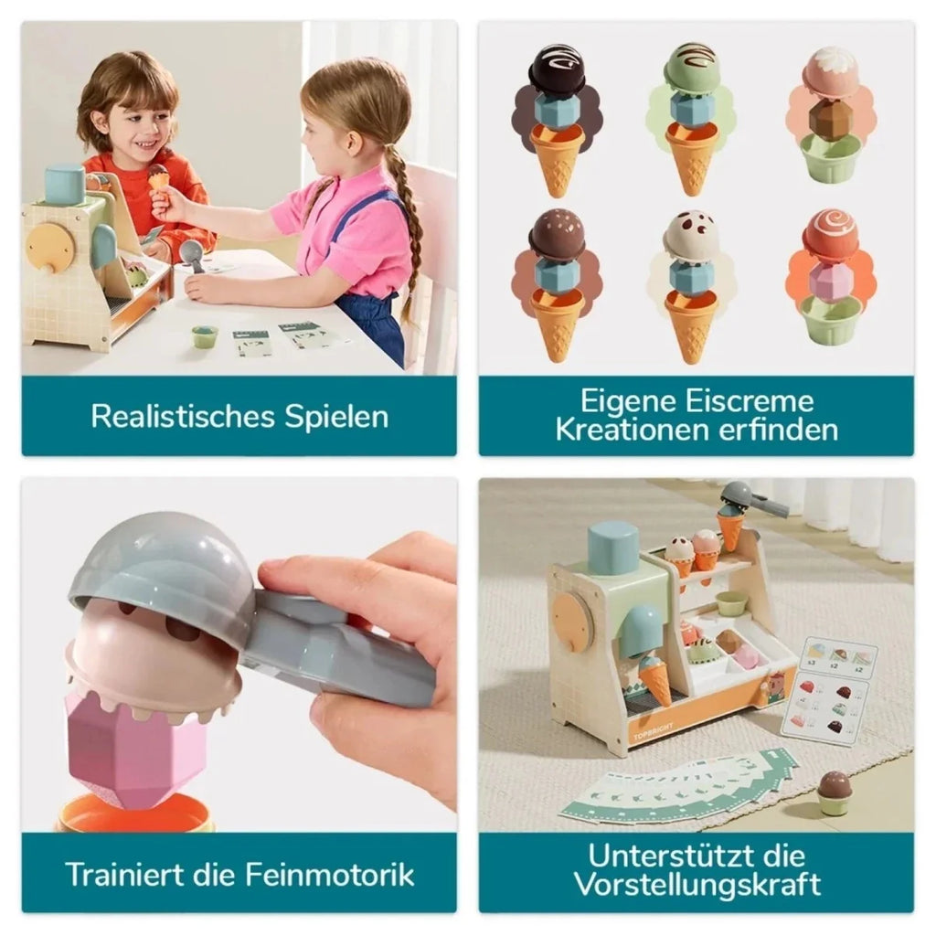 Topbright Wooden Ice Cream Machine Play Set