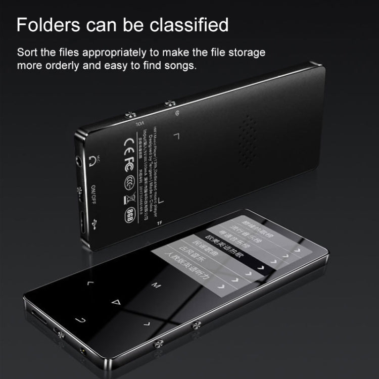X2 1.8 inch Touch Screen Metal Bluetooth MP3 MP4 Hifi Sound Music Player 8GB(Black)
