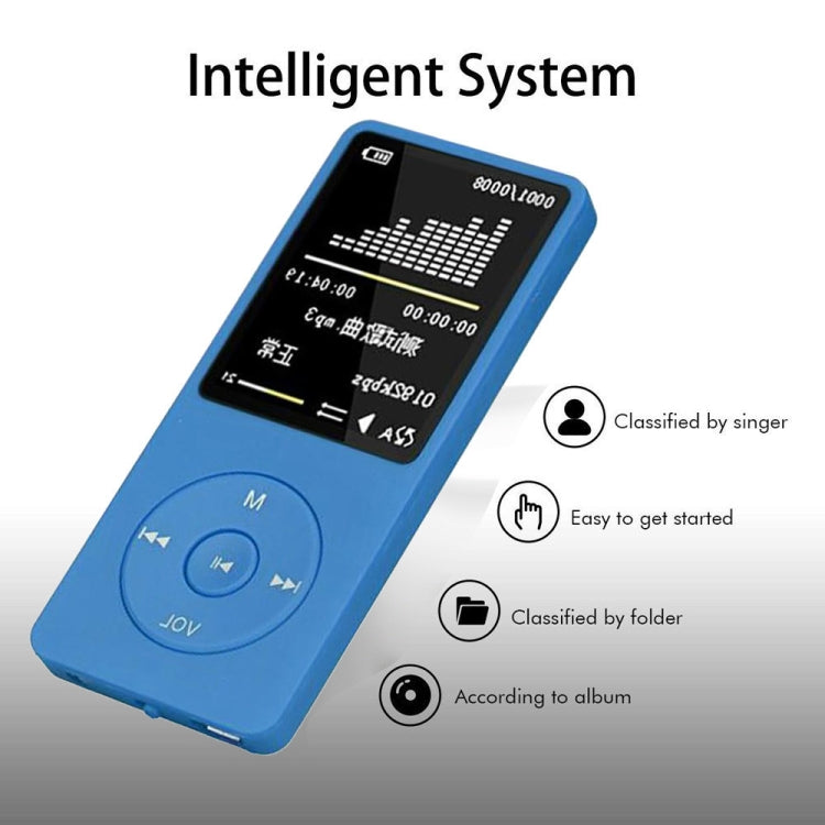 Fashion Portable LCD Screen FM Radio Video Games Movie MP3 MP4 Player Mini Walkman, Memory Capacity:8GB(Blue)