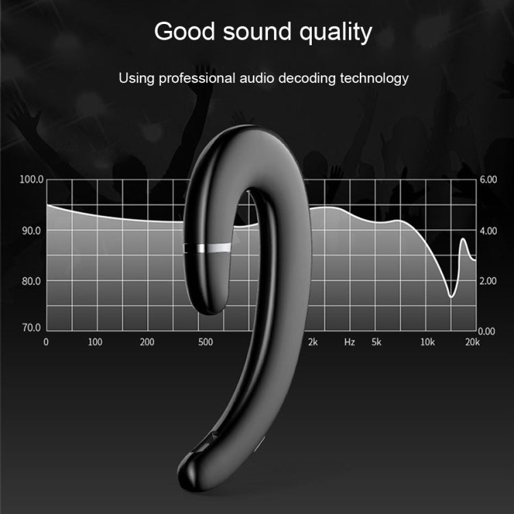 ET Bluetooth Earphone Wireless Headset Handsfree Ear Hook Waterproof Noise Cancelling Earphone with Mic for Android IPhone(silver)