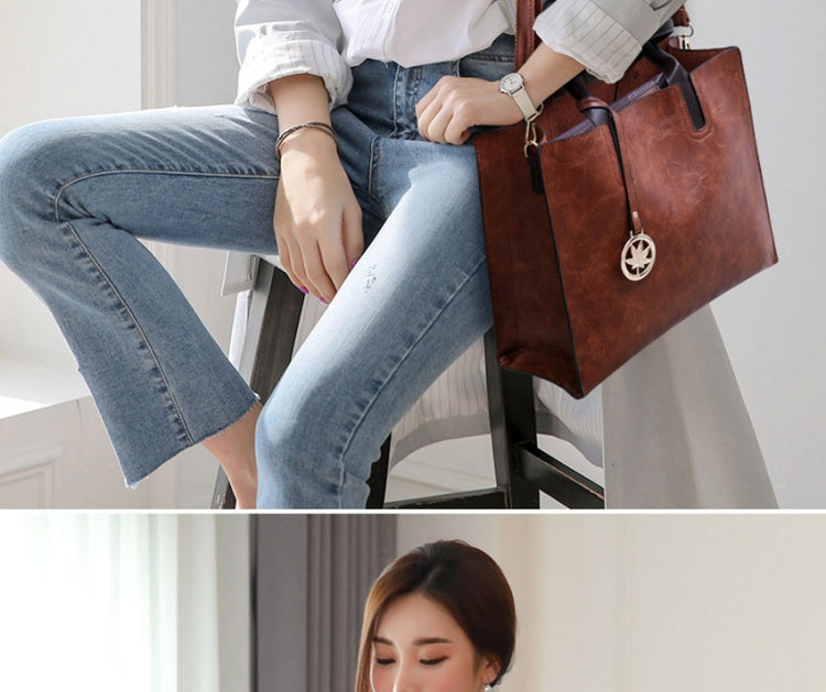 3 in 1 Leather Women Large Tote Bags Shoulder Bag Messenger Bag Purse(Pink)