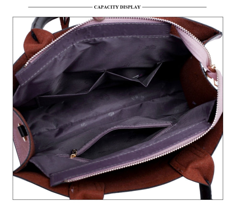 3 in 1 Leather Women Large Tote Bags Shoulder Bag Messenger Bag Purse(Pink)