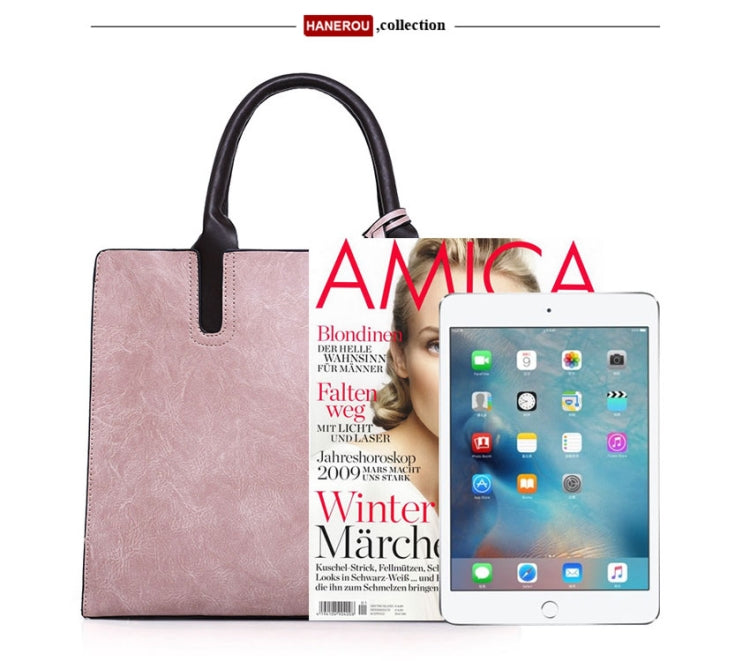 3 in 1 Leather Women Large Tote Bags Shoulder Bag Messenger Bag Purse(Pink)