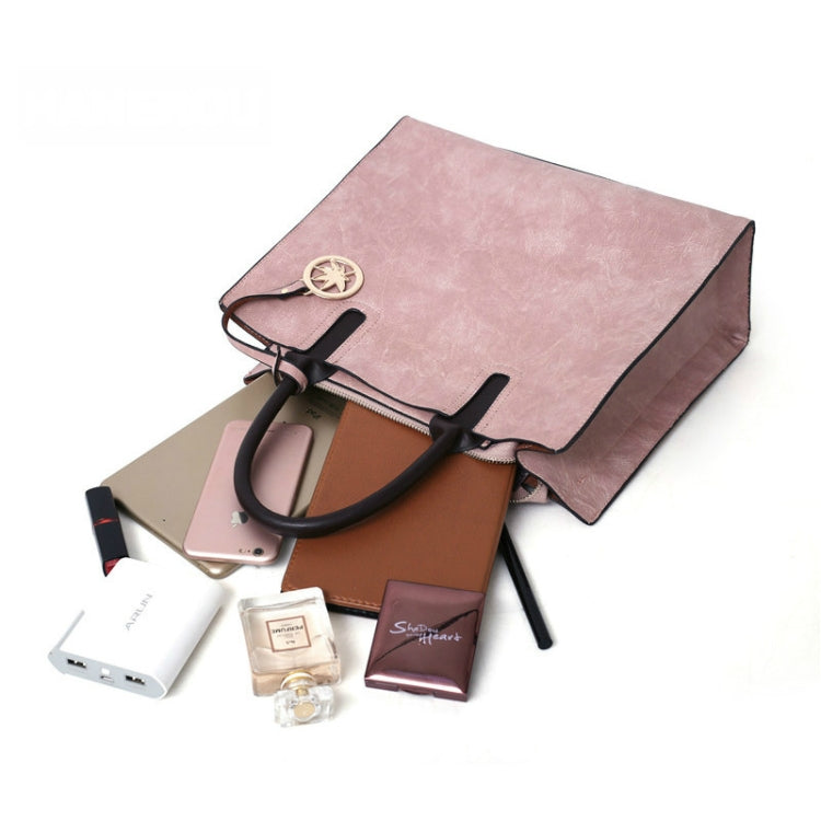3 in 1 Leather Women Large Tote Bags Shoulder Bag Messenger Bag Purse(Pink)