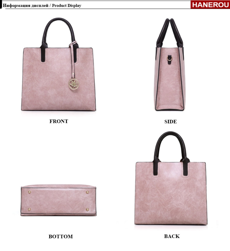 3 in 1 Leather Women Large Tote Bags Shoulder Bag Messenger Bag Purse(Pink)