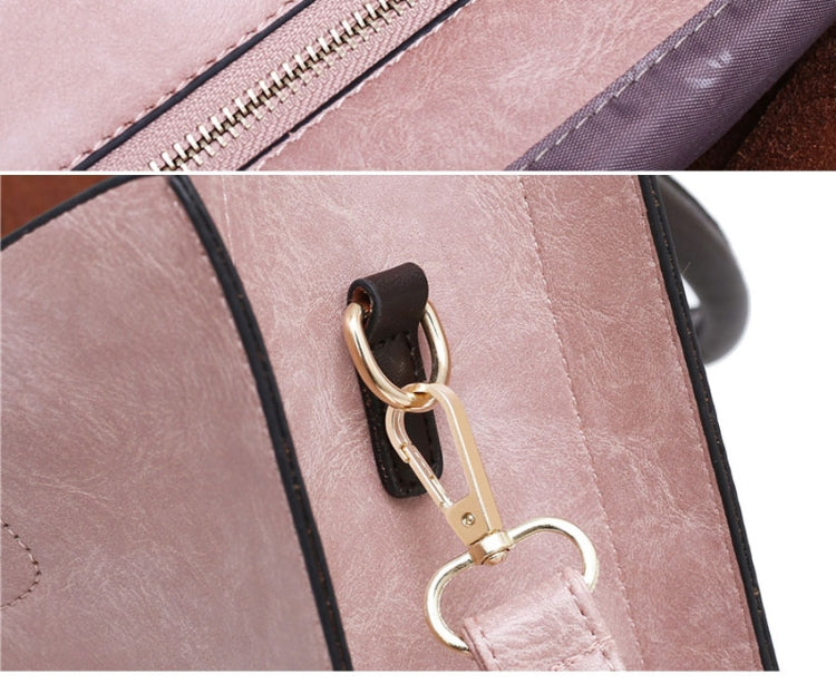 3 in 1 Leather Women Large Tote Bags Shoulder Bag Messenger Bag Purse(Pink)