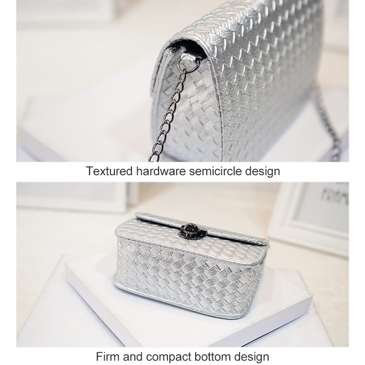 Chain Handbags Tide Small Square Package Women Shoulder Bag Messenger Bag(Silver)