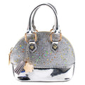 Cute Leather Shoulder Bag Messenger Bag Girls Solid Color Mini Zip Small Square Bag Tote Bag(Silver)