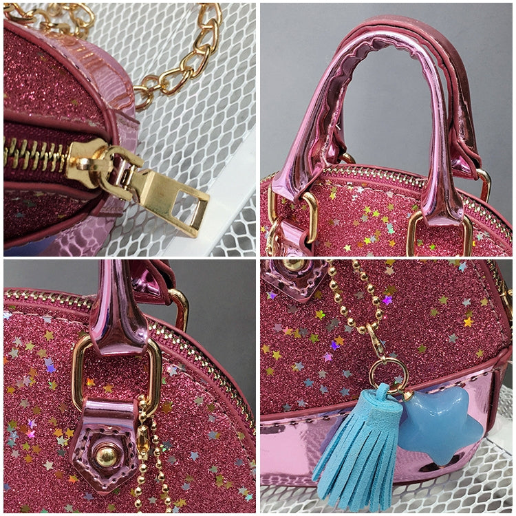 Cute Leather Shoulder Bag Messenger Bag Girls Solid Color Mini Zip Small Square Bag Tote Bag(Silver)
