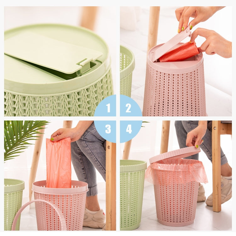 Household Removable Plastic Trash Bin Built-in Trash Bag Box(Green)