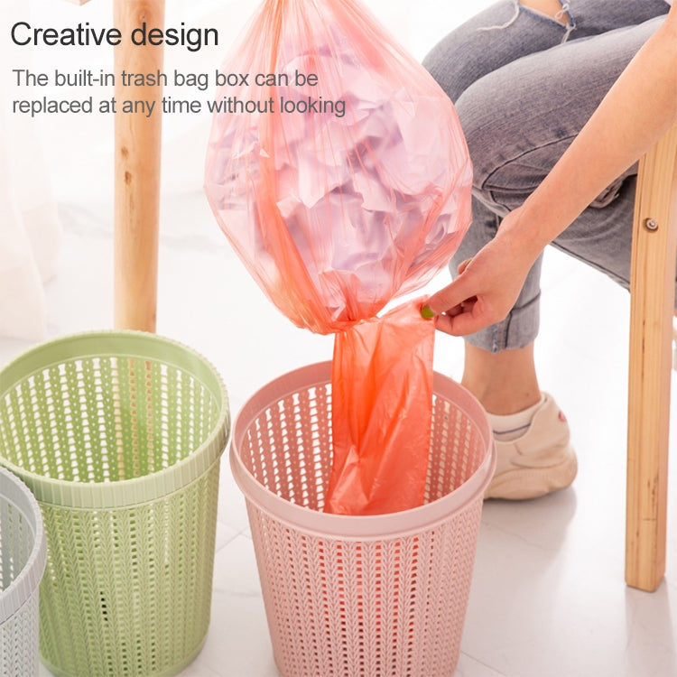 Household Removable Plastic Trash Bin Built-in Trash Bag Box(Pink)