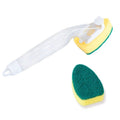 Kitchen Plastic Long Handle Cleaning Brush Automatic Adding Liquid Brush Removable Sponge Brush(With 2pcs Head)